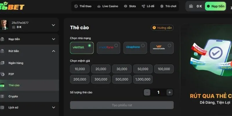 Hướng dẫn cách thức rút tiền 86BET